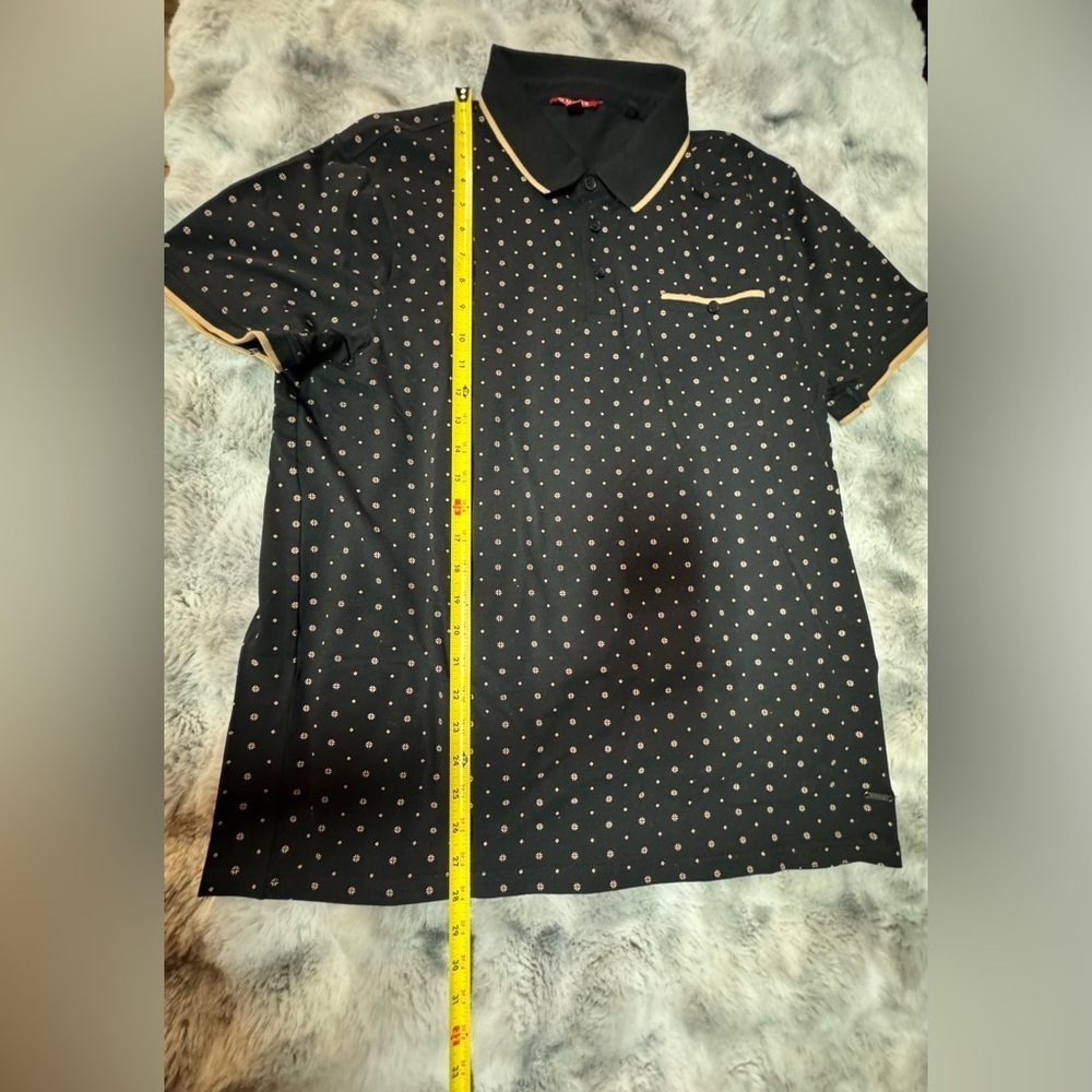 Guess Black Tan Ria Geometric Polo | GUESS Shirt - Picture 7 of 11